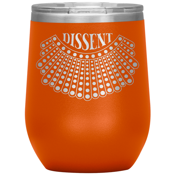 I Dissent Lace Collar Ruth Bader Ginsburg Notorious RBG Feminist Gifts Stemless Stainless Steel Insulated Wine Tumbler BPA Free 12oz