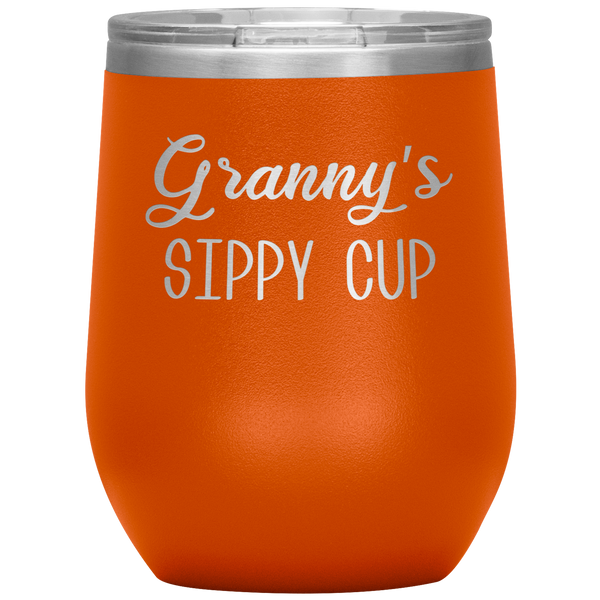 Granny's Sippy Cup Gift for Granny Funny Stemless Stainless Steel Insulated Wine Tumbler BPA Free 12oz