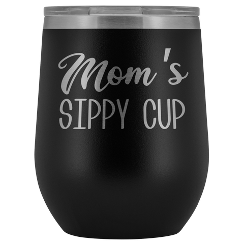 Mom's Sippy Cup Mom Wine Tumbler Funny Gifts for Mom Stemless Stainless Steel Insulated Tumblers Hot Cold BPA Free 12oz Travel Cup