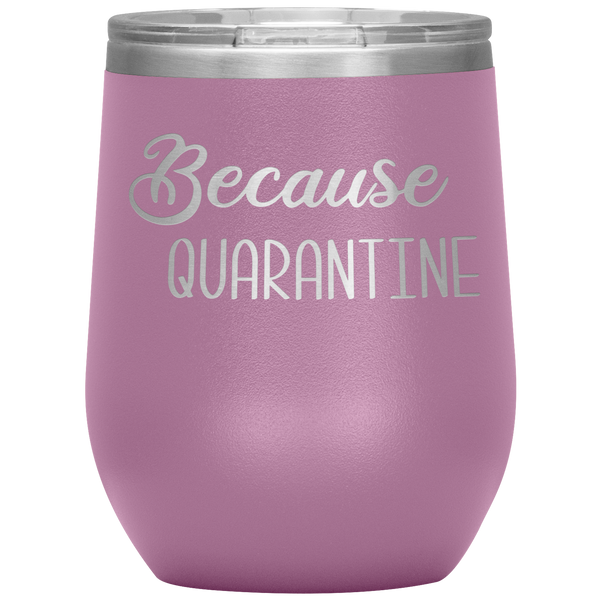 Quarantine 2020 Wine Tumbler Because Quarantine Funny Wine Glass Quarantine Gift Stemless Insulated BPA Free 12oz Travel Cup