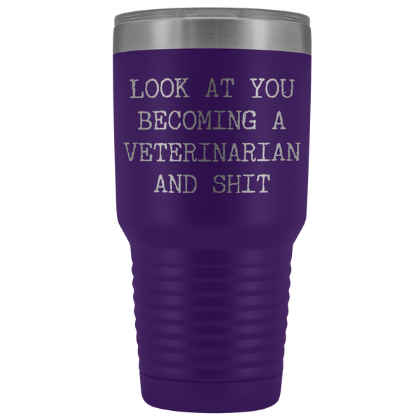 Veterinary School Student Gifts Look at You Becoming a Veterinarian Metal Mug Insulated Hot Cold Travel Coffee Cup 30oz BPA Free