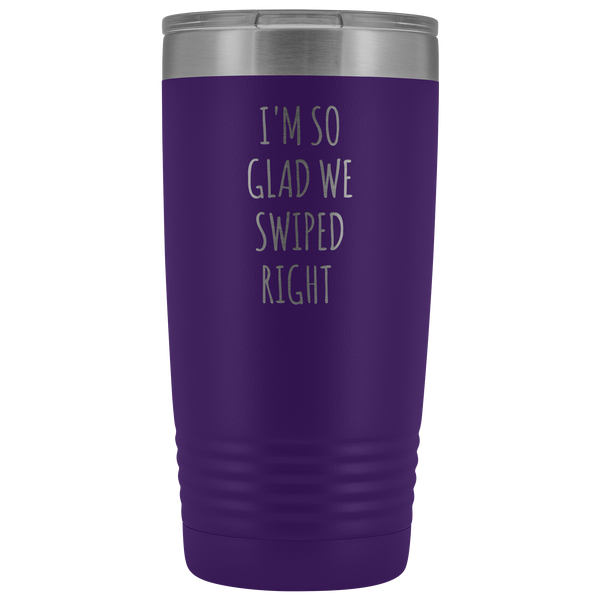 I'm So Glad We Swiped Right Tumbler Online Dating New Relationship Gift Insulated Hot Cold Funny Travel Coffee Cup 20oz BPA Free