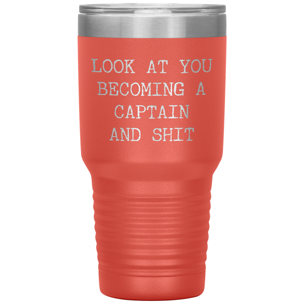 Promoted to Captain Gift Look at You Becoming a Captain Mug Tumbler Travel Coffee Cup 30oz BPA Free