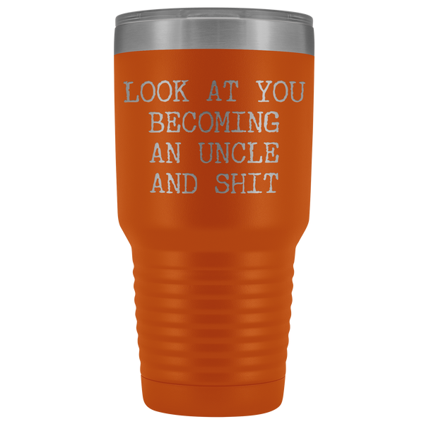 New Uncle Gift Look at You Becoming An Uncle Tumbler Metal Mug Insulated Hot Cold Travel Coffee Cup 30oz BPA Free