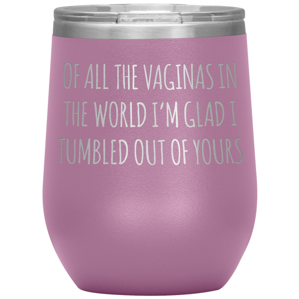 Funny Mother's Day Wine Tumbler Of All the Vaginas Stemless Insulated Wine Tumbler BPA Free 12oz