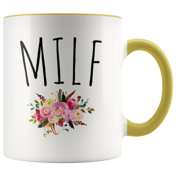 MILF Mug New Mom Gag Gift Funny Wife Gifts for Mother's Day Floral Coffee Cup