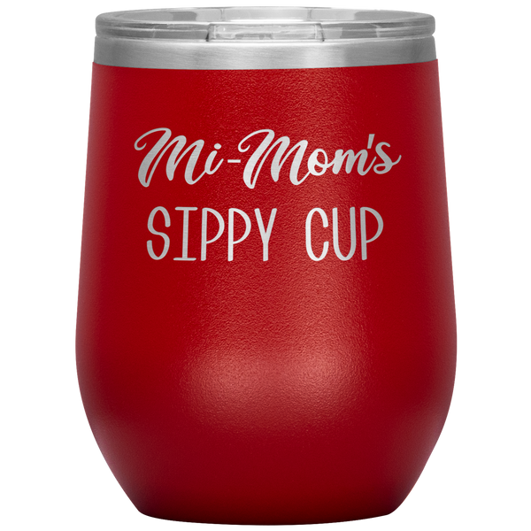 Mi-Mom's Sippy Cup Wine Tumbler Gifts Funny Stemless Insulated Wine Tumblers Hot Cold BPA Free 12oz Travel Cup