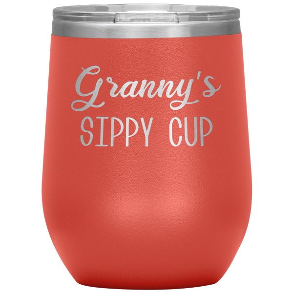 Granny's Sippy Cup Gift for Granny Funny Stemless Stainless Steel Insulated Wine Tumbler BPA Free 12oz