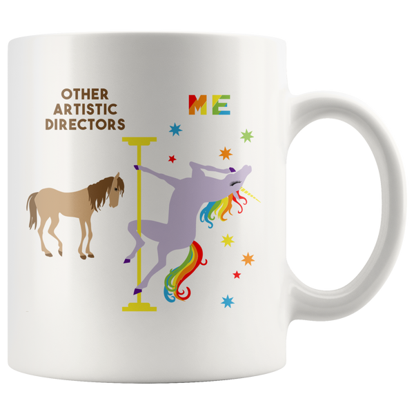 Funny Artistic Director Gift Artistic Directors Mug Coffee Cup Rainbow Pole Dancing Unicorn