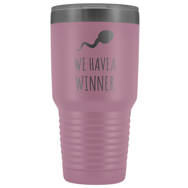 Funny Pregnancy Announcement Reveal Gift to Husband Baby Announcement We Have a Winner Tumbler Metal Mug Insulated Hot Cold Travel Coffee Cup 30oz BPA Free