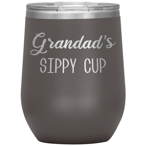 Grandad's Sippy Cup Gift for Grandad Funny Stemless Stainless Steel Insulated Wine Tumbler BPA Free 12oz