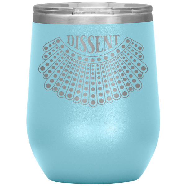 I Dissent Lace Collar Ruth Bader Ginsburg Notorious RBG Feminist Gifts Stemless Stainless Steel Insulated Wine Tumbler BPA Free 12oz