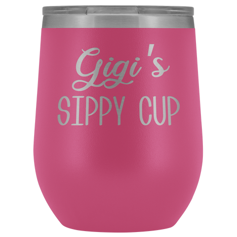 Gigi's Sippy Cup Gigi Wine Tumbler Gifts Funny Stemless Stainless Steel Insulated Tumblers Hot Cold BPA Free 12oz Travel Cup