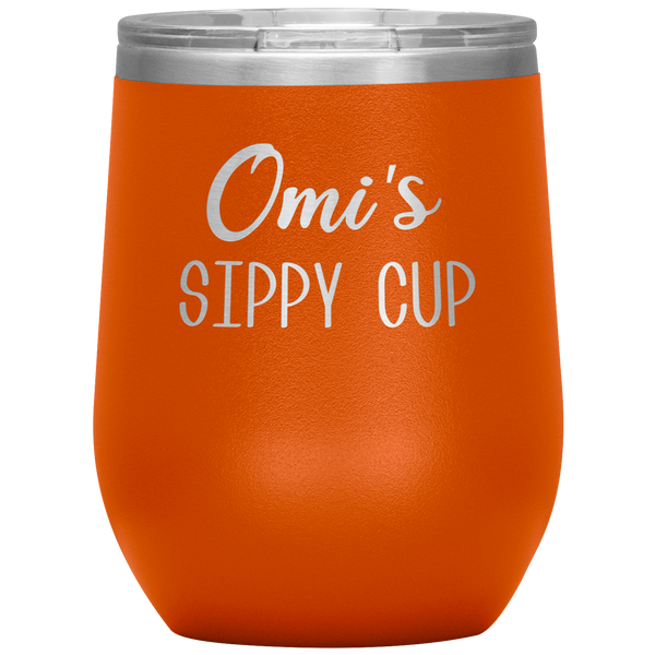Omi's Sippy Cup Omi Wine Tumbler Gifts Funny Stemless Stainless Steel Insulated Wine Tumblers BPA Free 12oz Travel Cup