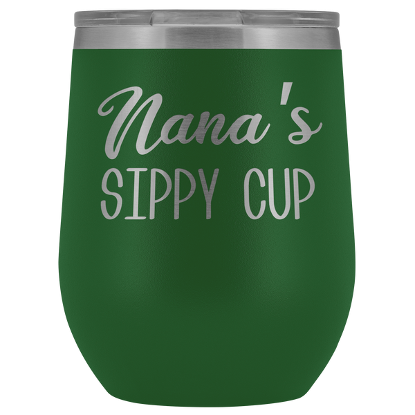Nana's Sippy Cup Nana Wine Tumbler Gifts for Nanas Funny Stemless Stainless Steel Insulated Tumblers Hot Cold BPA Free 12oz Travel Cup