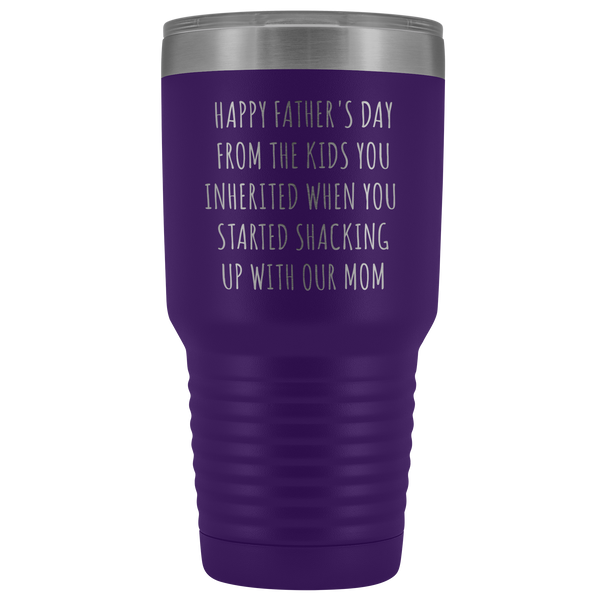 Stepdad Mug Stepfather Gift Idea Gifts for Stepdads Funny Happy Father's Day From the Kids You Inherited When You Started Shacking Up with Our Mom Metal Mug Double Wall Vacuum Insulated Hot Cold Travel Cup 30oz BPA Free